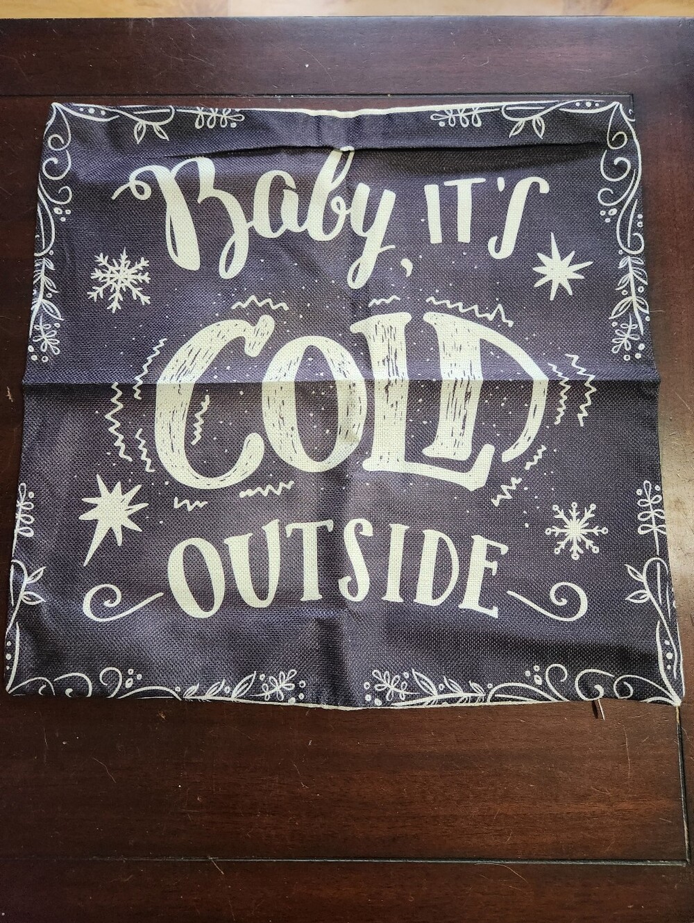Holiday 'Baby It's Cold Outside' Decorative Pillow Cover - Black and Cream